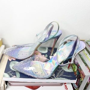 CHRISTIAN LOUBOUTIN Spikaqueen Iridescent Red Sole Pumps